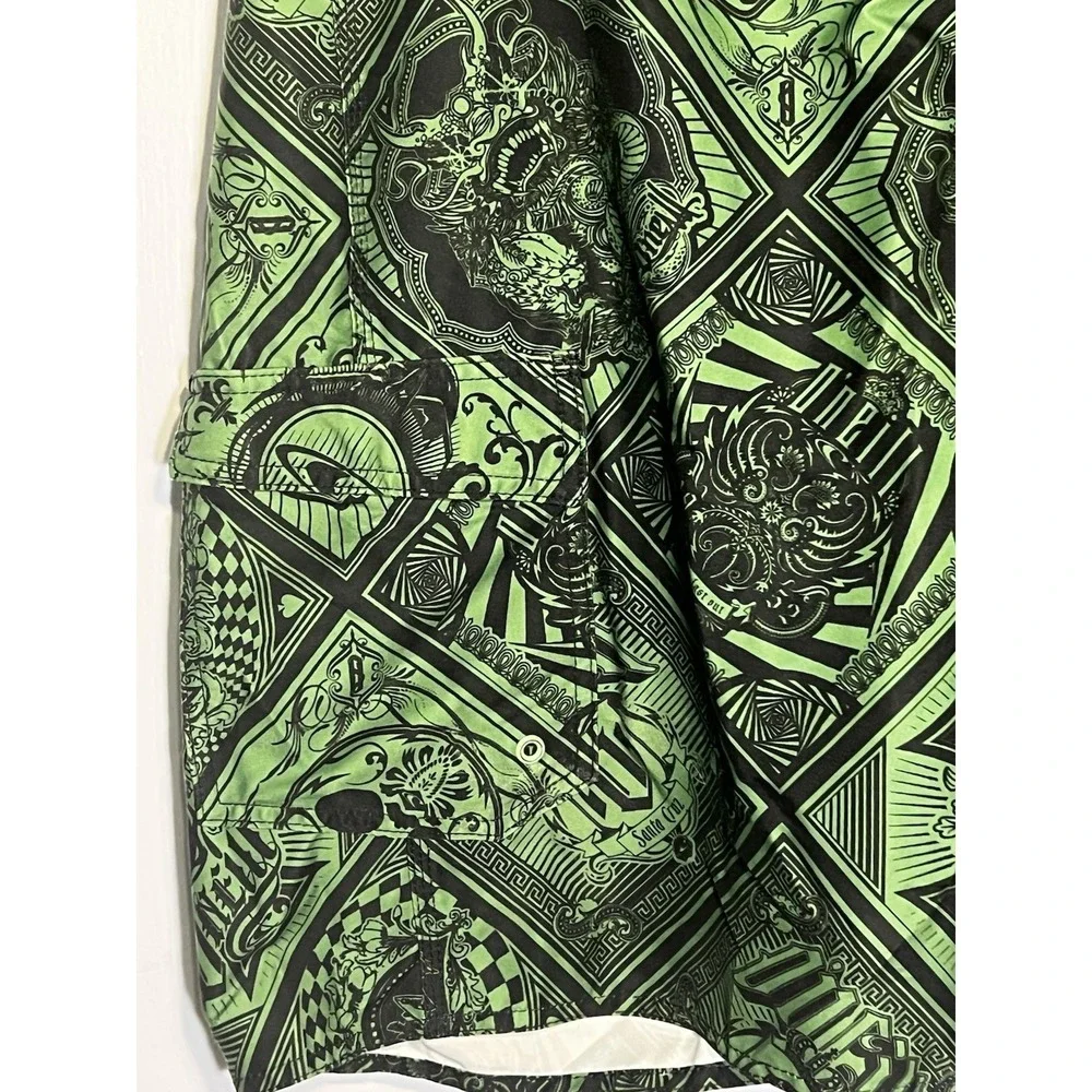 O'neill Men's‎ L Green Black Gothic Skull King Of Spade Logo Santa Clara Board
